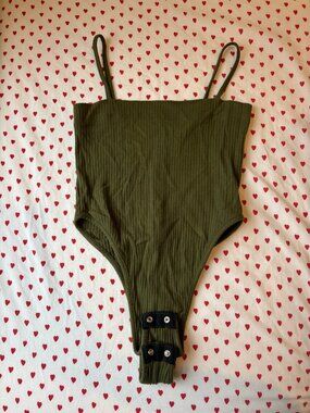 Army Green Emma and Same Tank Top Bodysuit (Size XS)